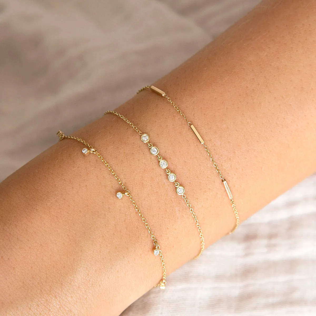 14k 7 Dangling Diamond Bracelet