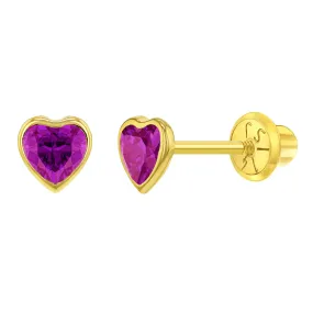 14k Heart Stone Stud