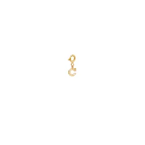 14k Pavé Diamond Initial Letter Charm Pendant on Spring Ring