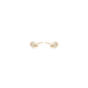 14k Pear Diamond Bezel Studs