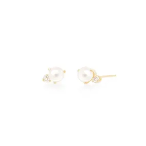 14k Pearl & Diamond Studs