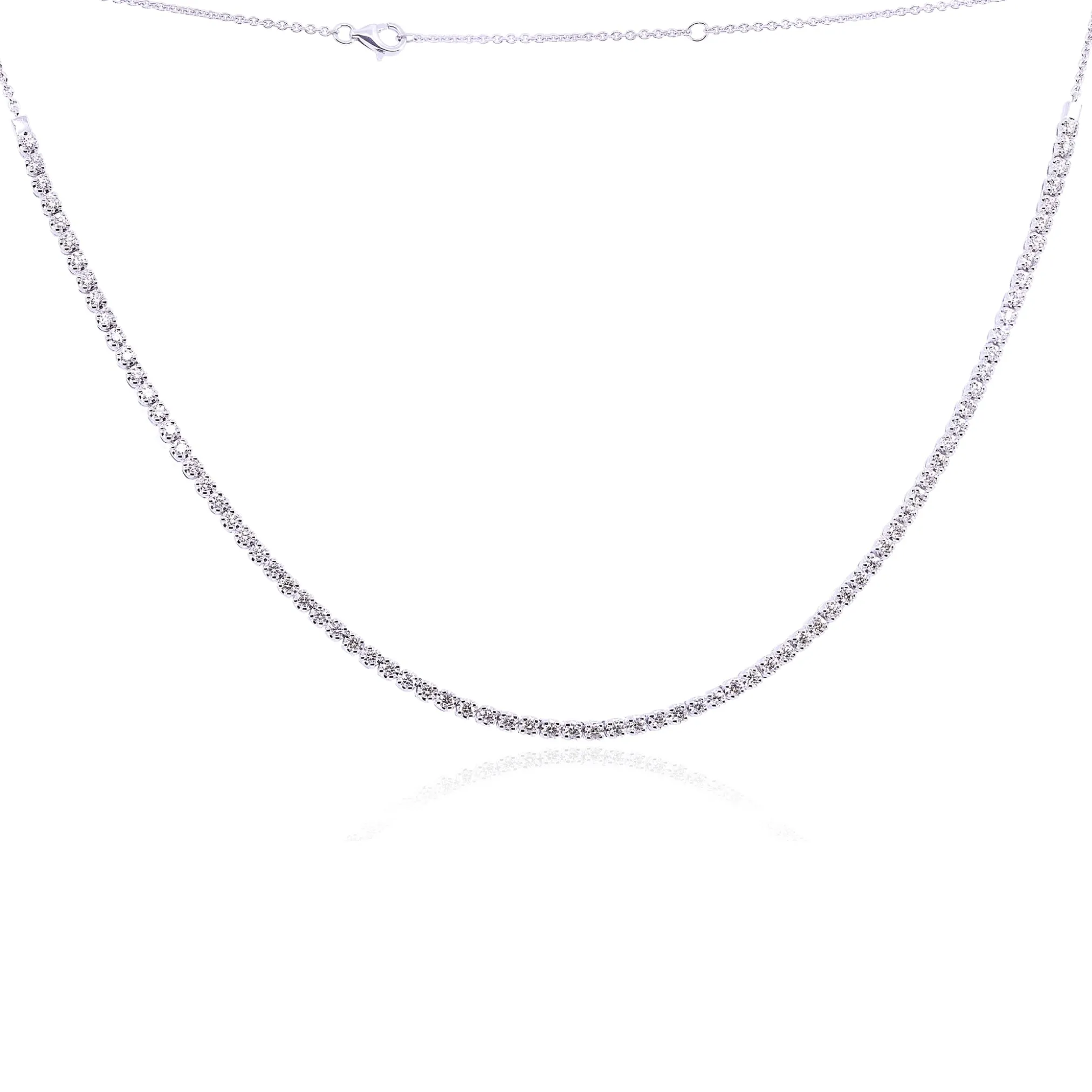 14K WHITE GOLD DIAMOND TENNIS STYLE NECKLACE - 2.38CTW