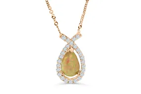 1.66 CT Pear Opal Diamond Pendant 0.66 CT TW 14K Rose Gold OPEN004