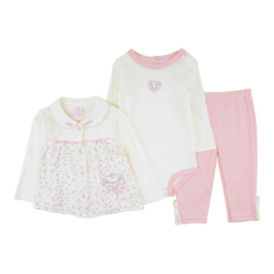 3 Pc Cotton Peplum Jacket Set - Little One Sweet