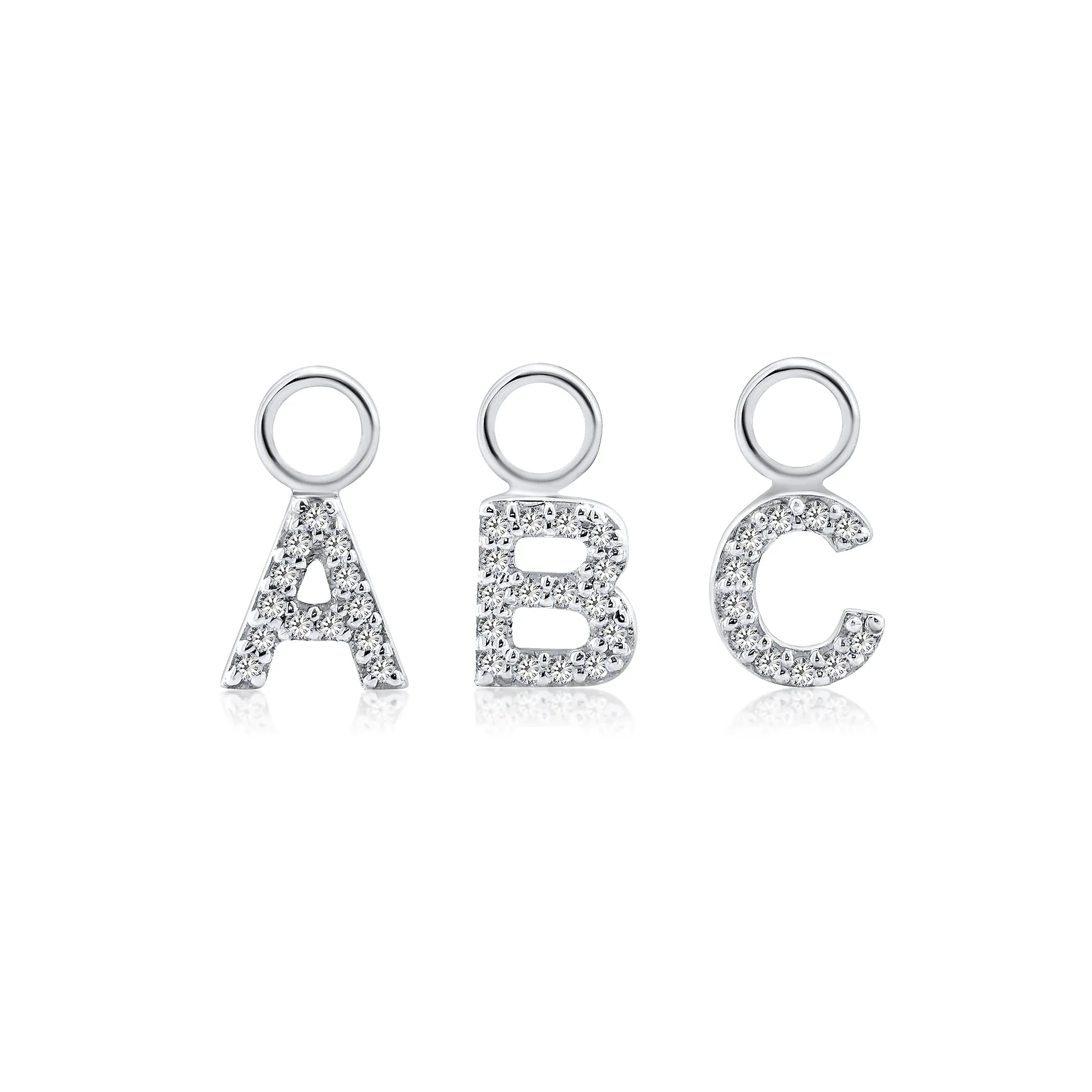 ABC Initial Charm Diamond White Gold