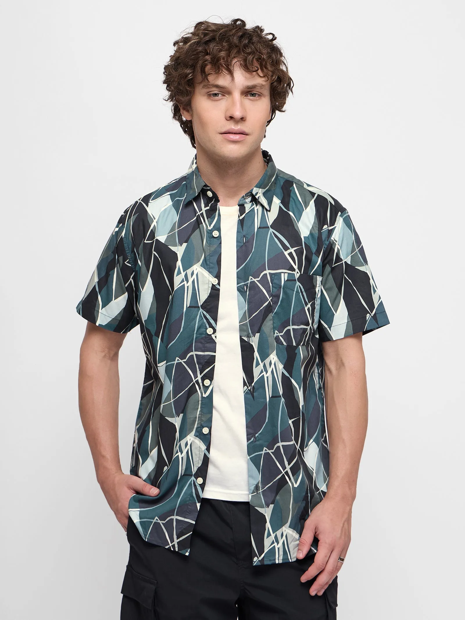 Abstract Print Short Sleeve Shirt