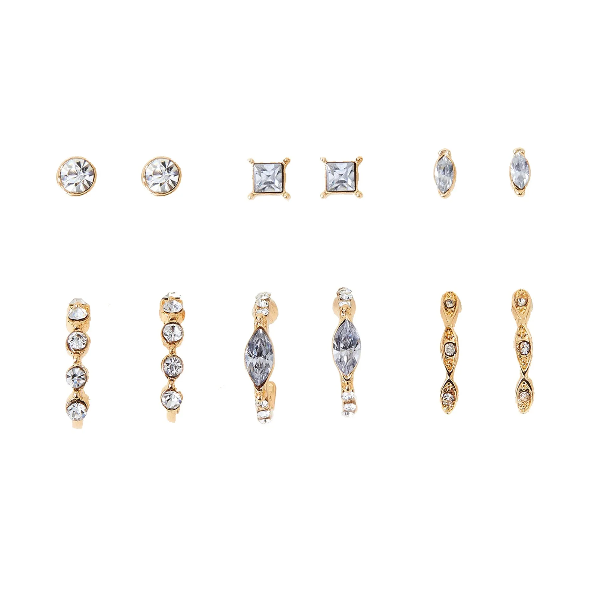 Accessorize London Women's Hoop And Stud Earrings 6 Pack