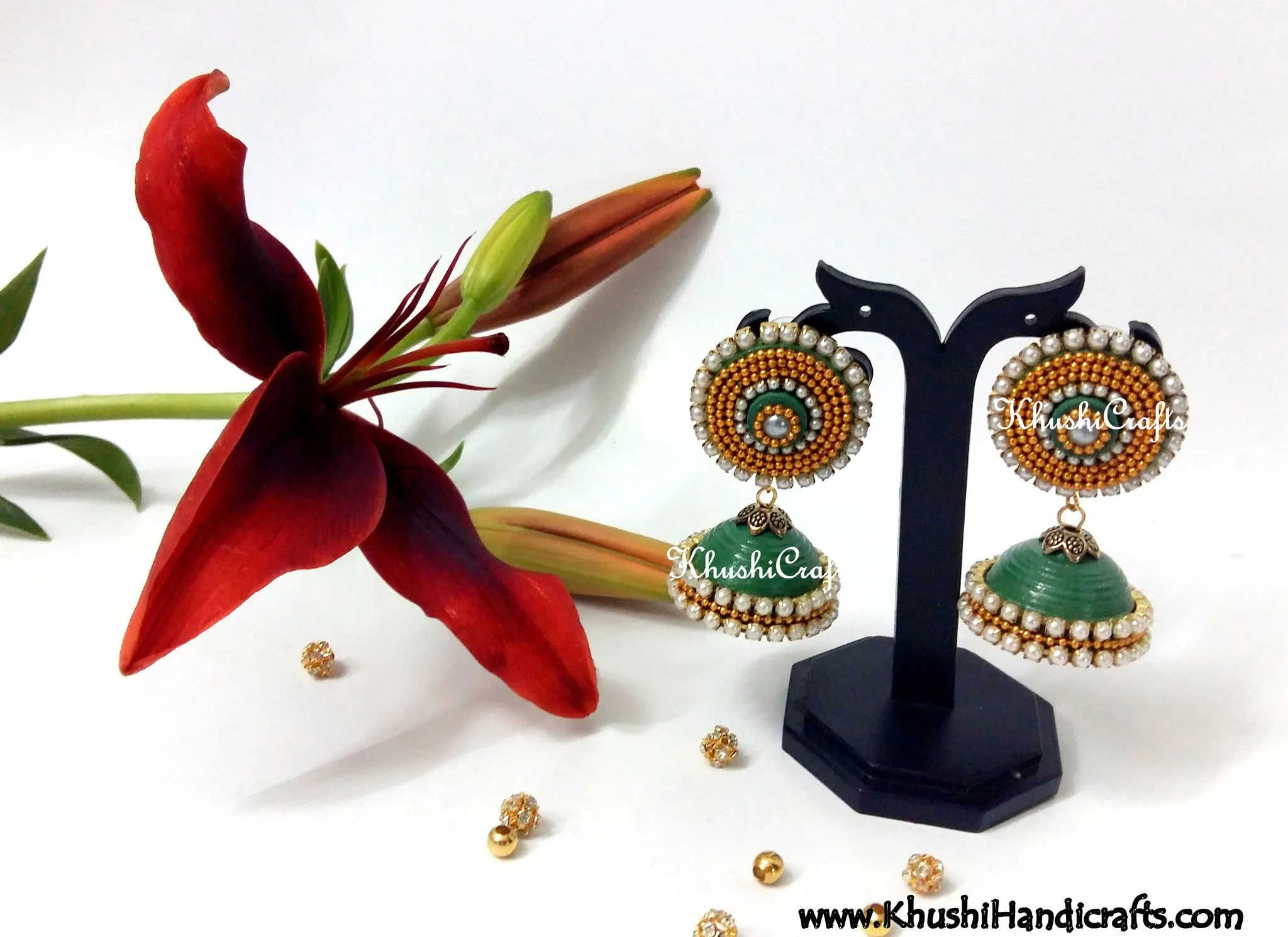 Aconitum Jhumkas in Black,Blue,Green,Pink