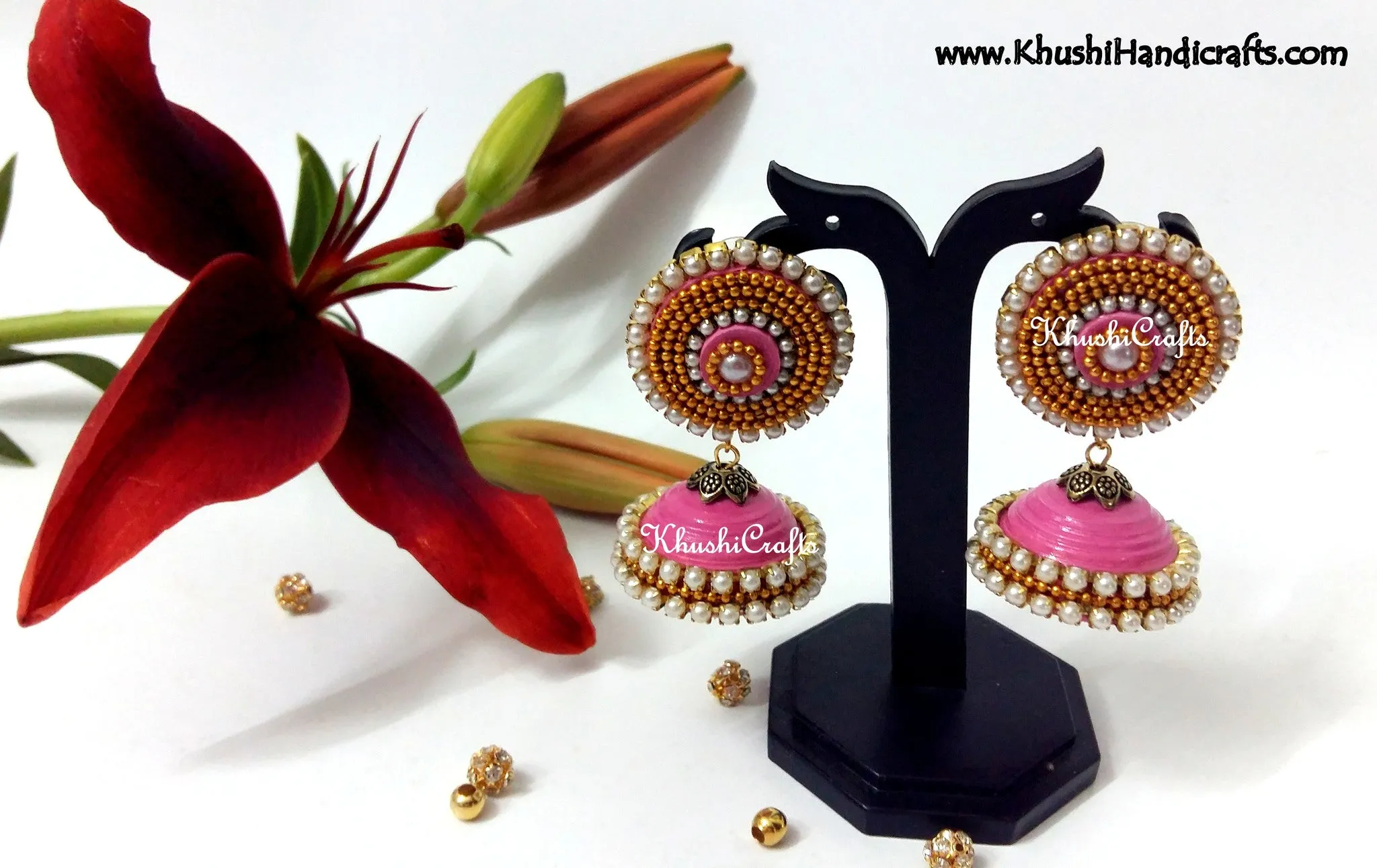 Aconitum Jhumkas in Black,Blue,Green,Pink