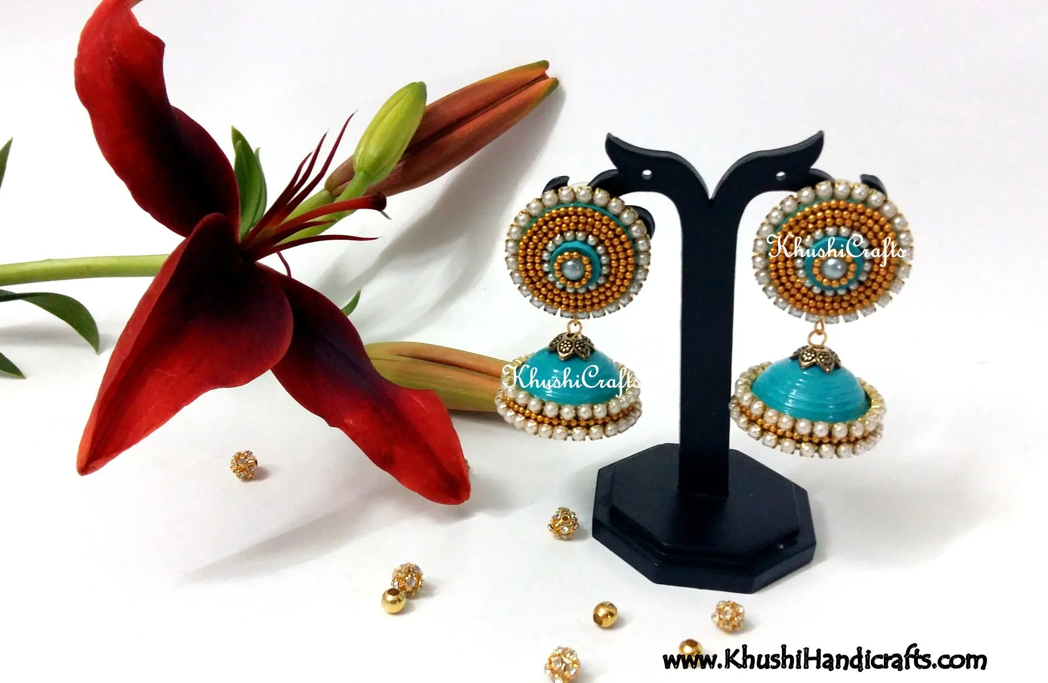 Aconitum Jhumkas in Black,Blue,Green,Pink