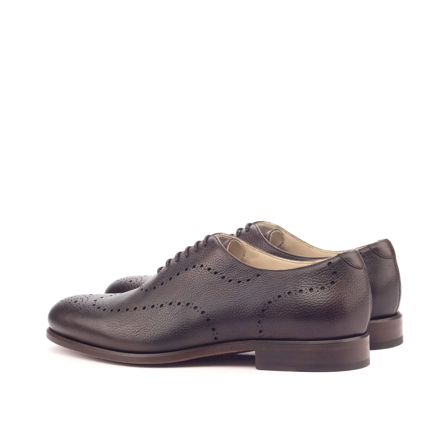 Ambrogio Bespoke Men's Handmade Custom Made Shoes Brown Full Grain Leather Dress Oxfords (AMB1299)