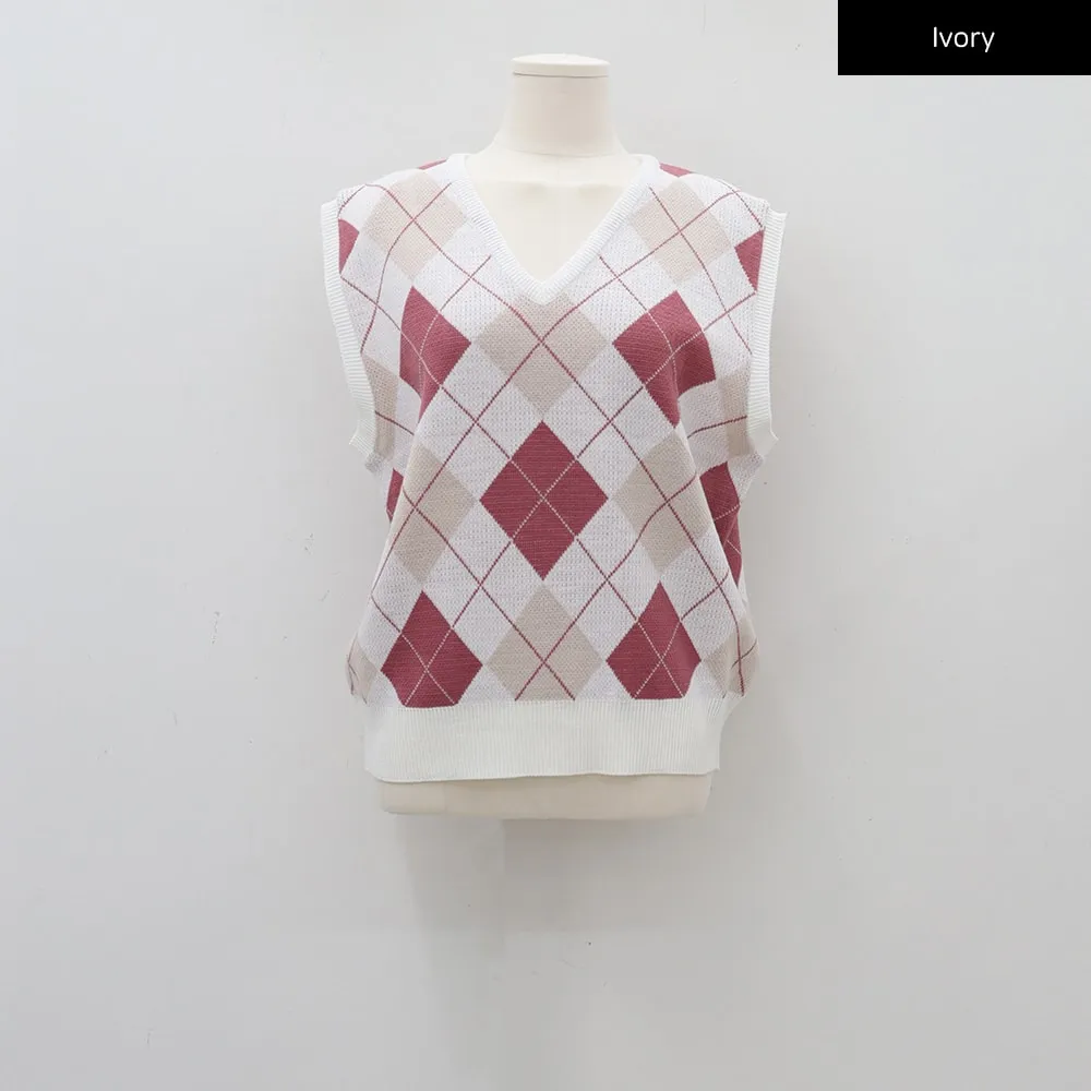 Argyle Pattern Vest C1703