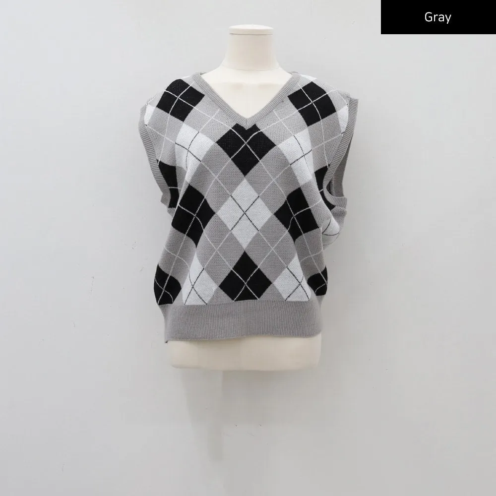 Argyle Pattern Vest C1703