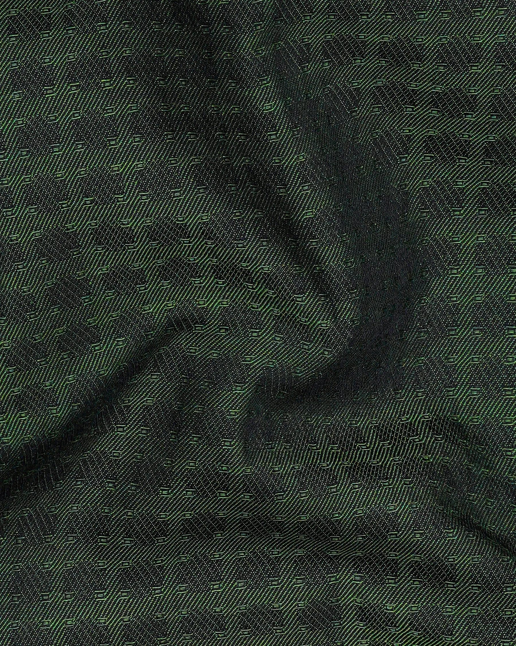 Axolotl Green and Jade Black Dobby Textured Premium Giza Cotton Shirt