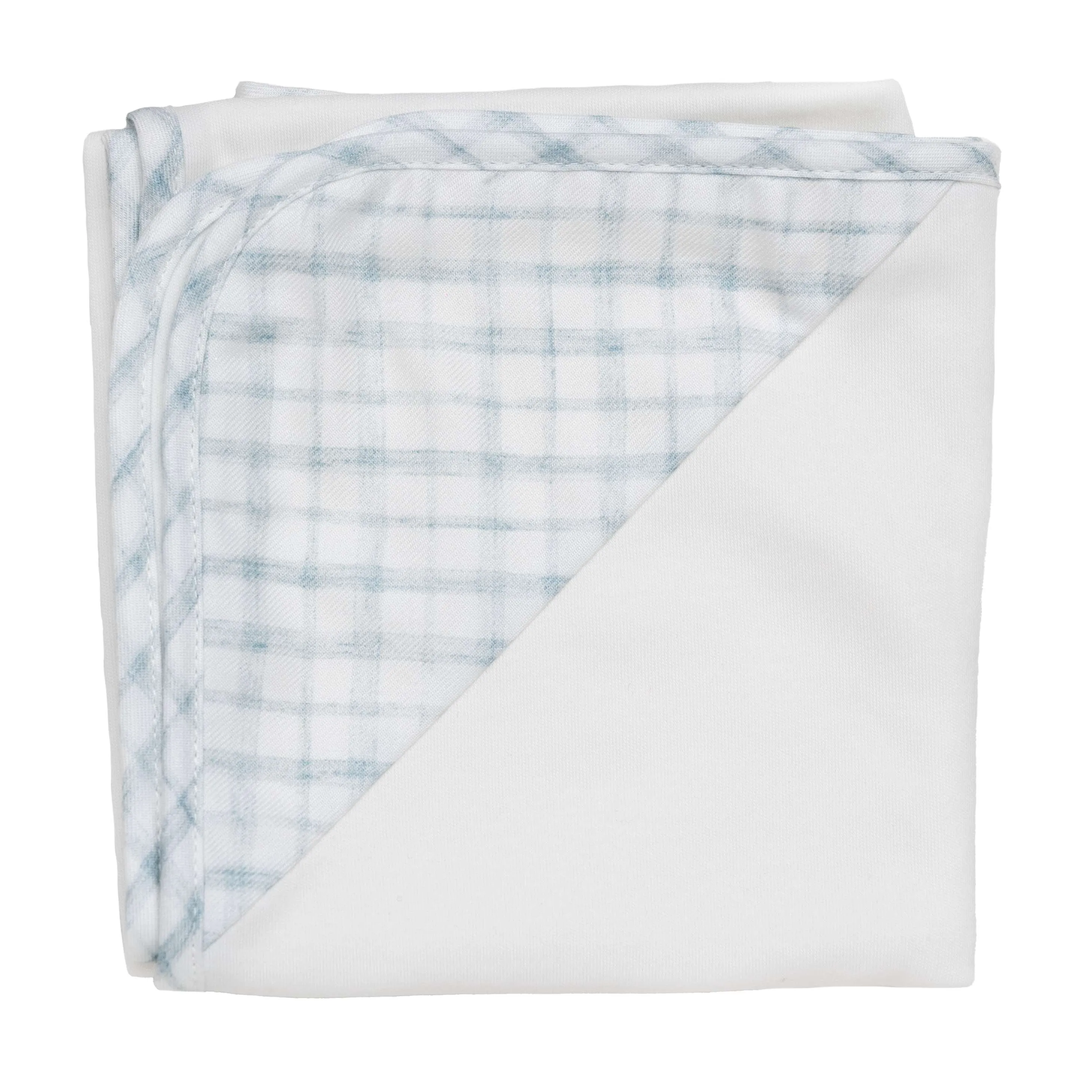 BabyGi Cream Cotton Blanket With Blue Gingham Trim