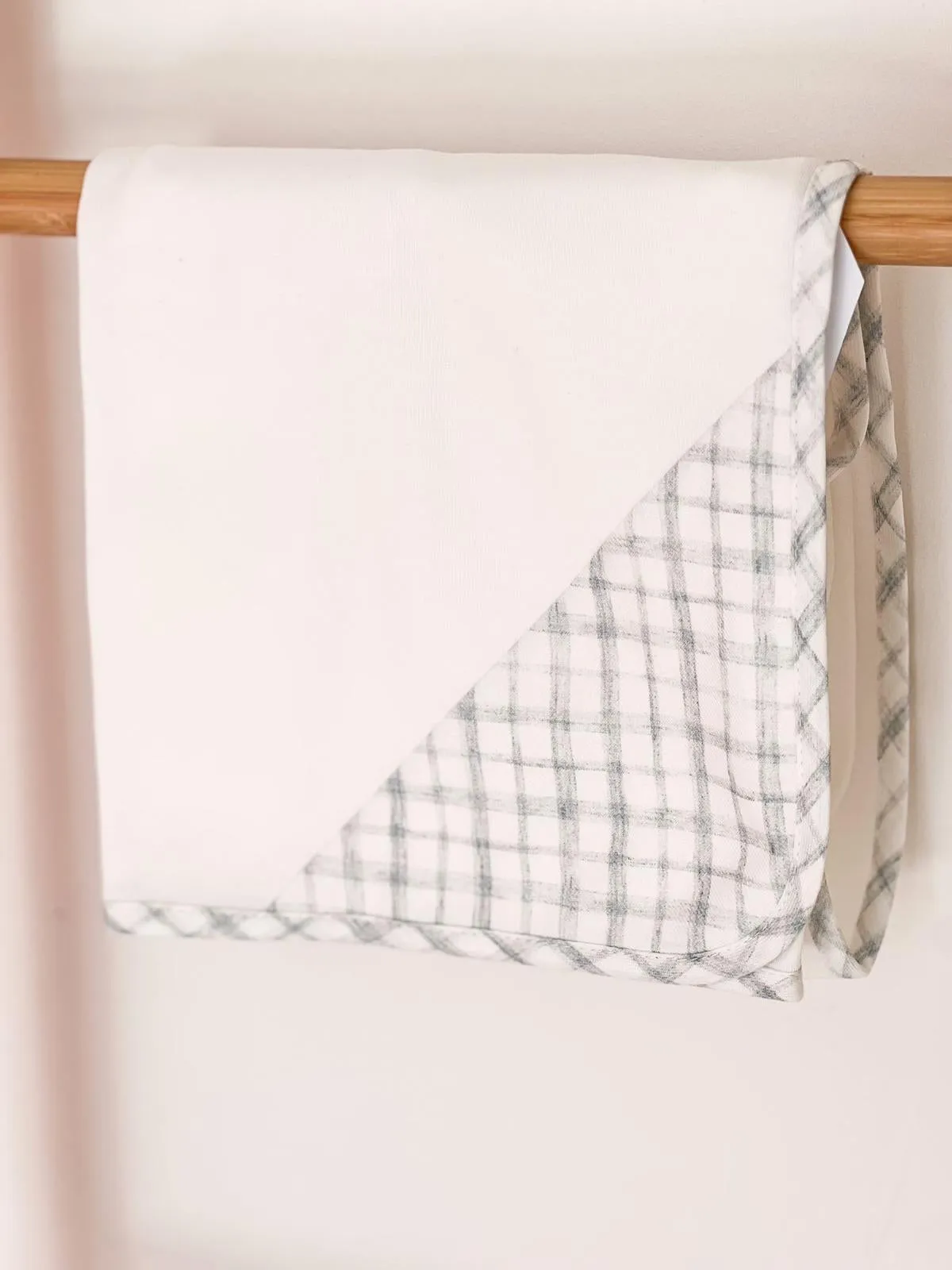 BabyGi Cream Cotton Blanket With Blue Gingham Trim