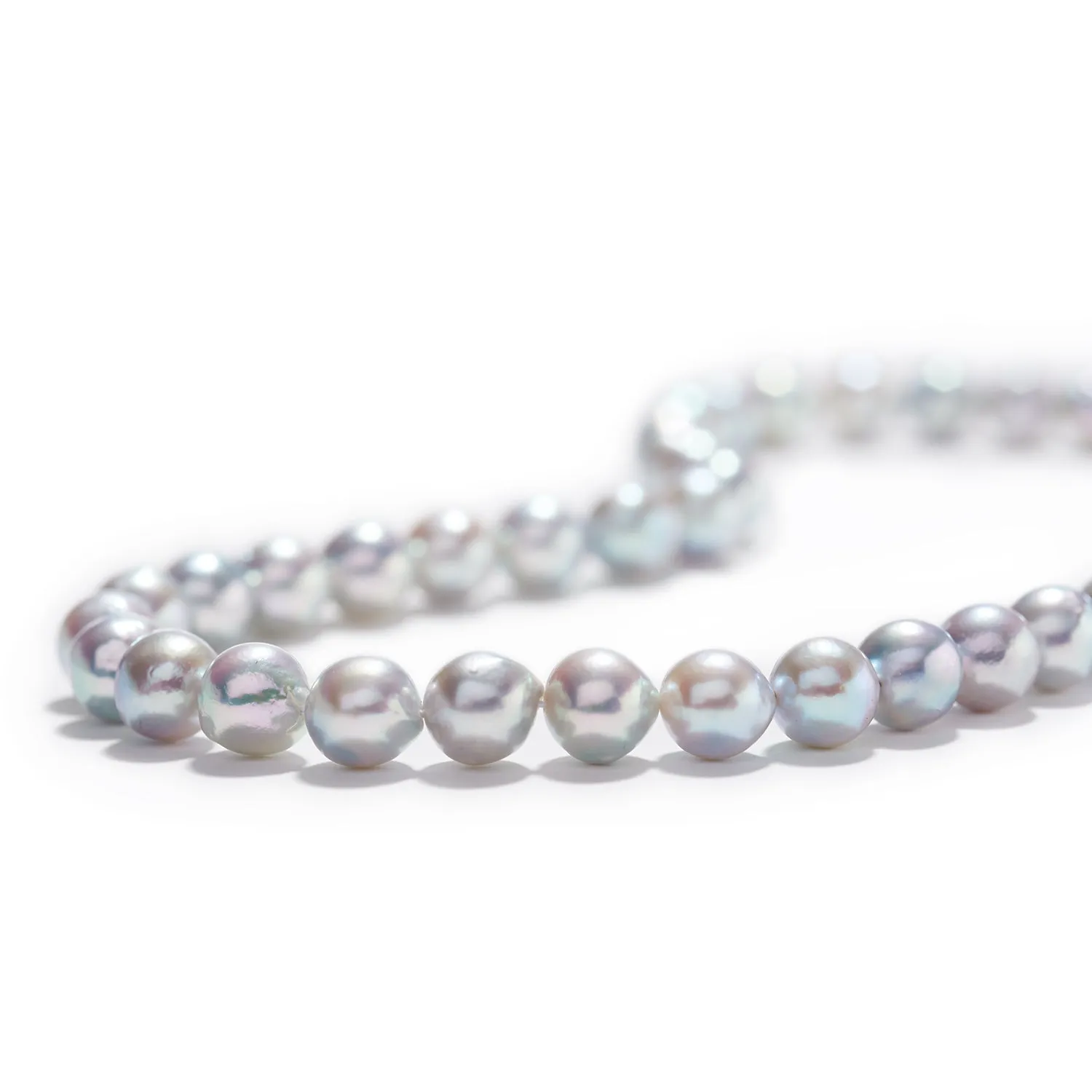 Blue Gray Rainbow Akoya Pearl Strand