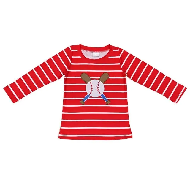 Boys Shirt - Long Sleeve - Baseball Applique to 14/16