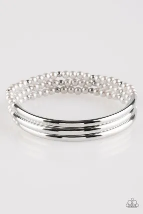 City Pretty Silver Stretch Bracelet Set - Paparazzi Accessories