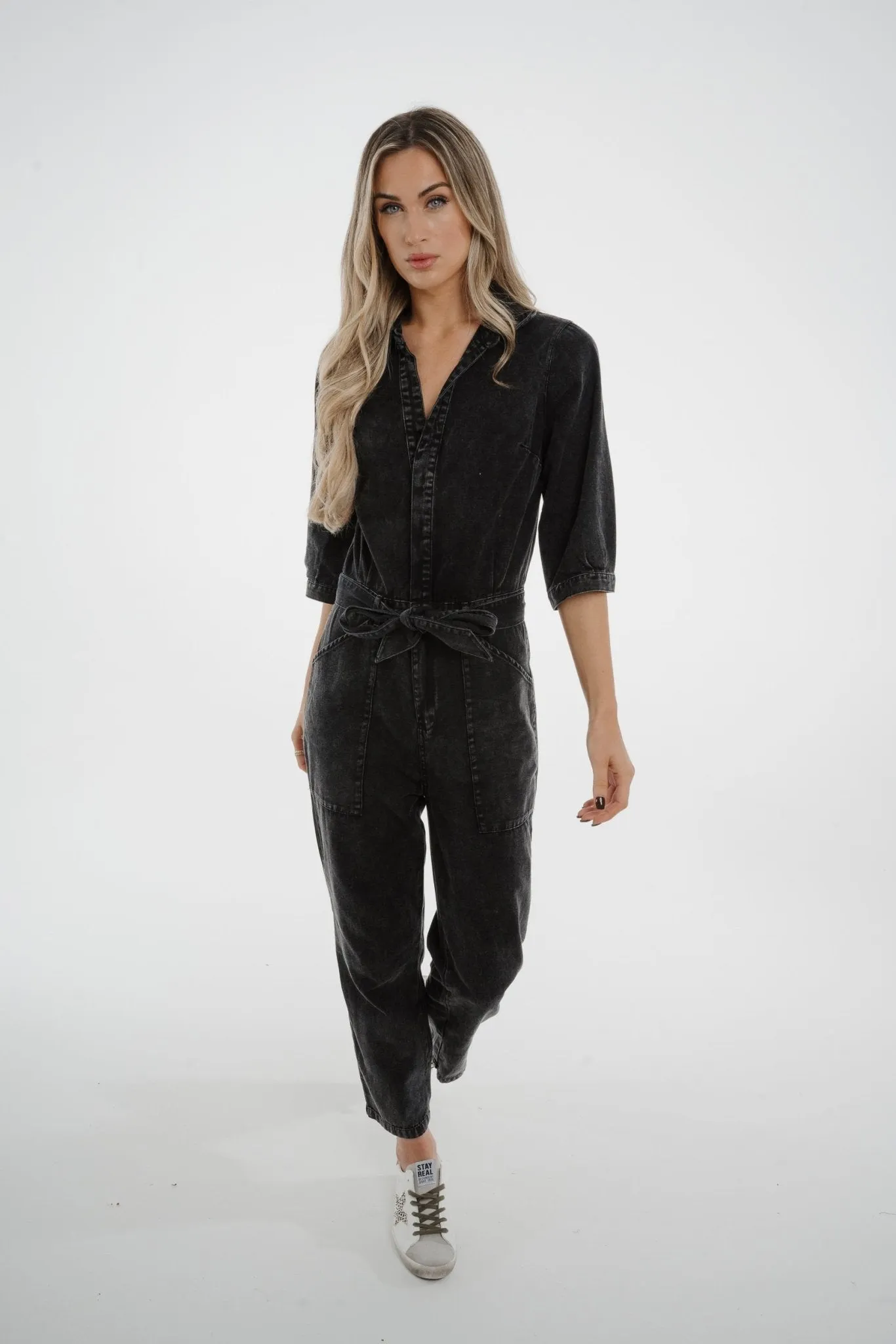 Cora Tie Waist Jumpsuit In Black