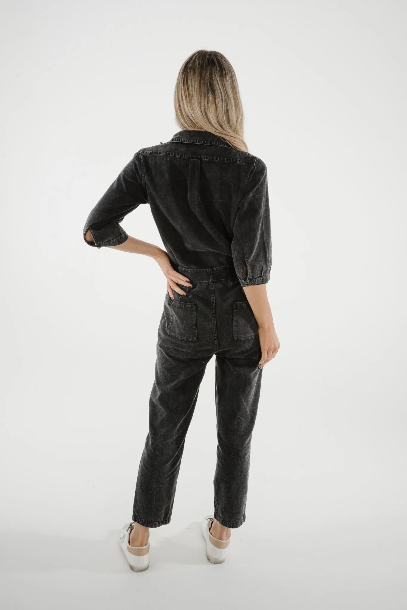 Cora Tie Waist Jumpsuit In Black