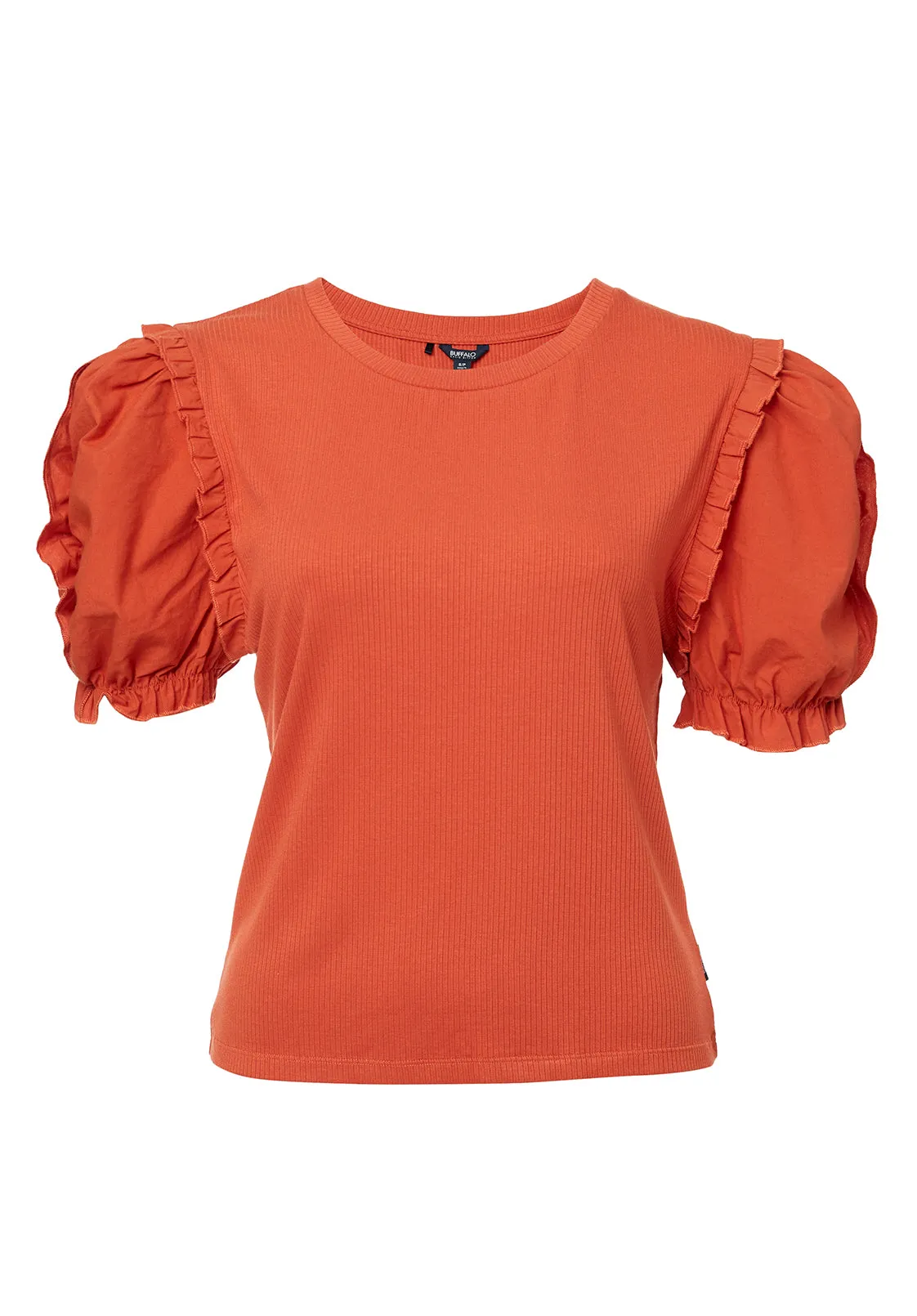 Corey Women’s Mixed Media Top in Orange - KT0661S