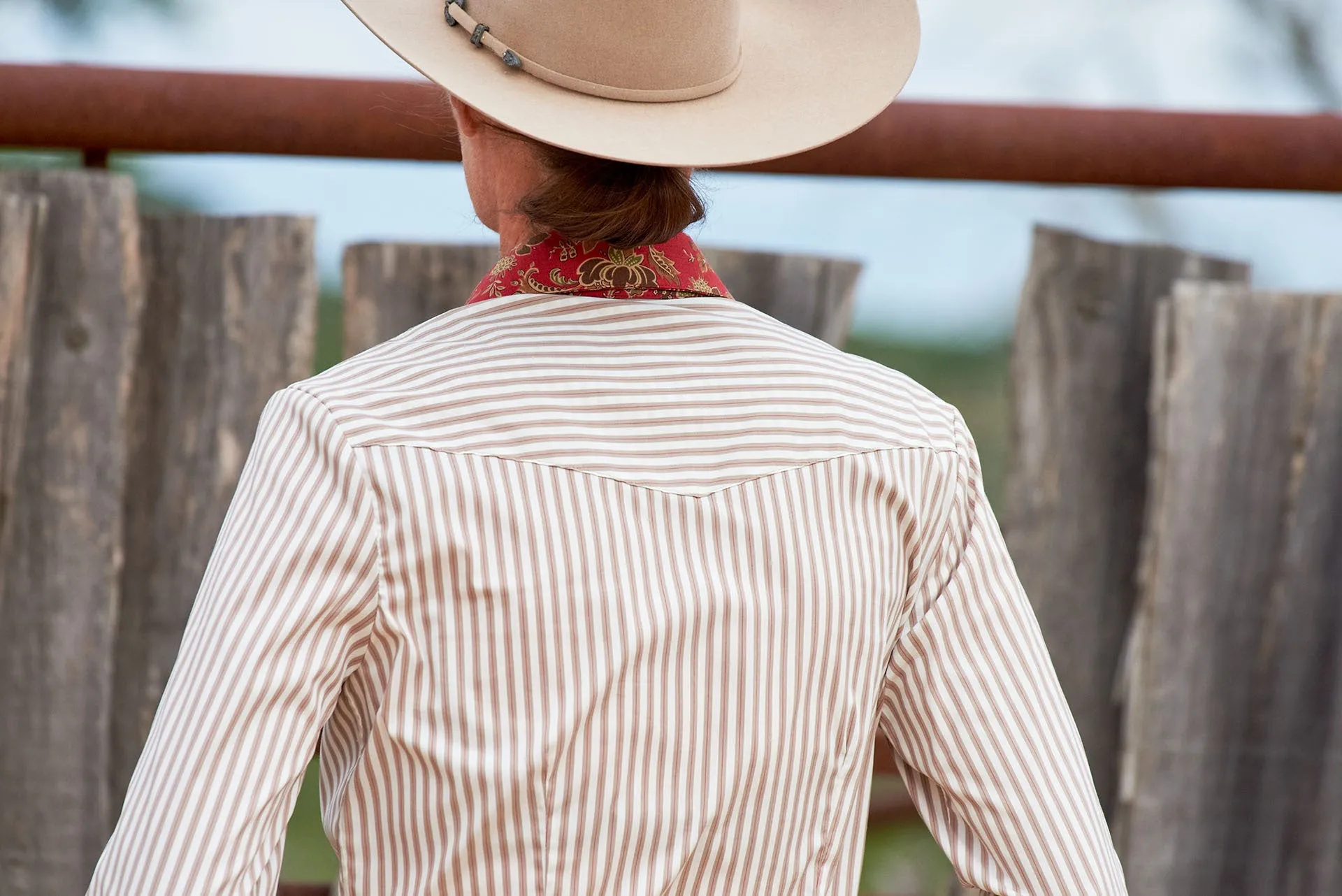 CR Tradition Tan, Red and White Stretch Bengal Stripe