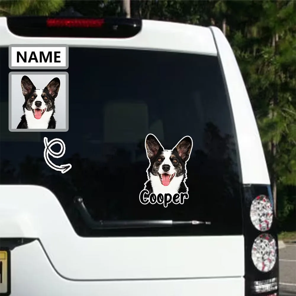 Custom Pet Face&Name Car Decal Sticker Removable Waterproof Car Window Decal(2PCS)