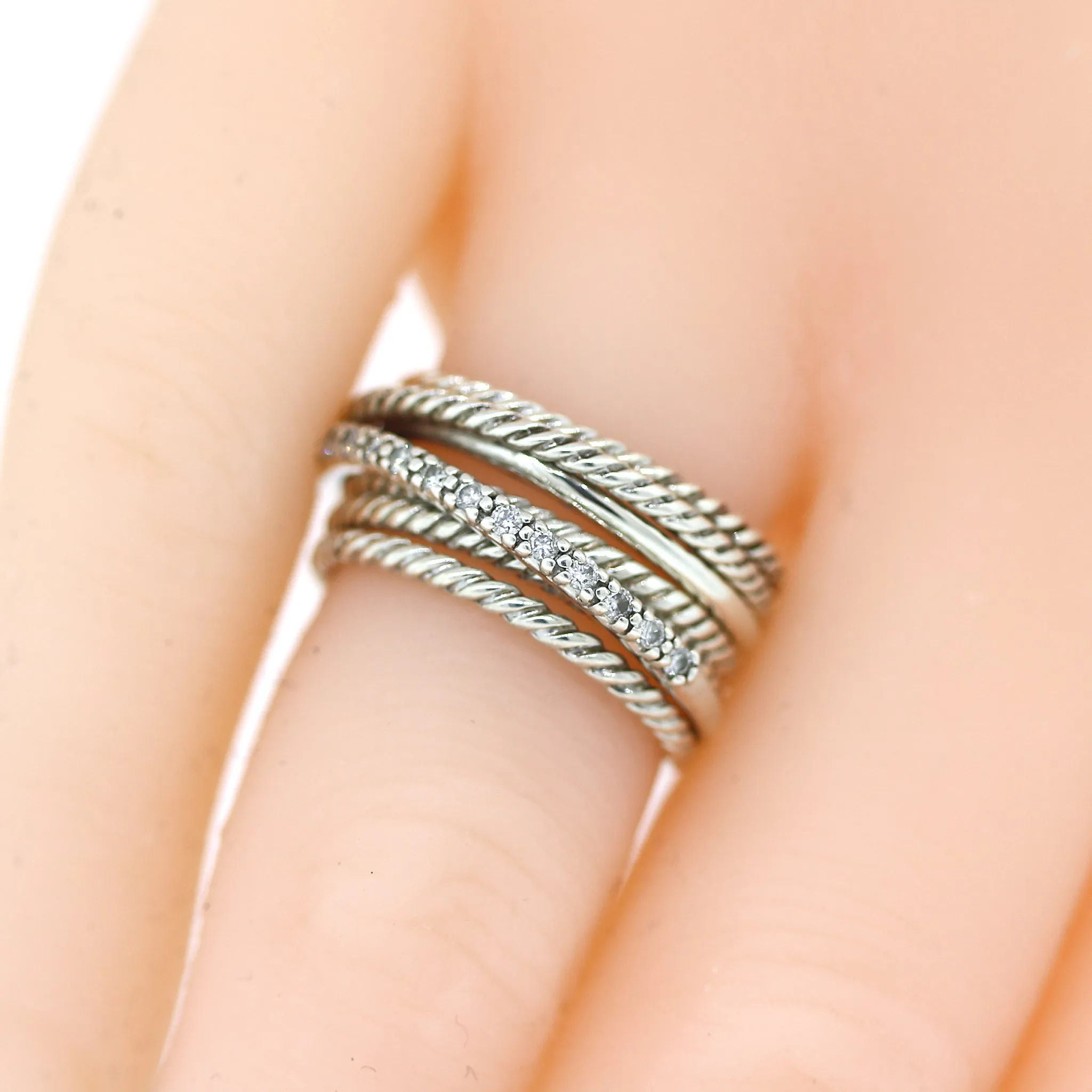 David Yurman Diamond Wide Crossover Ring