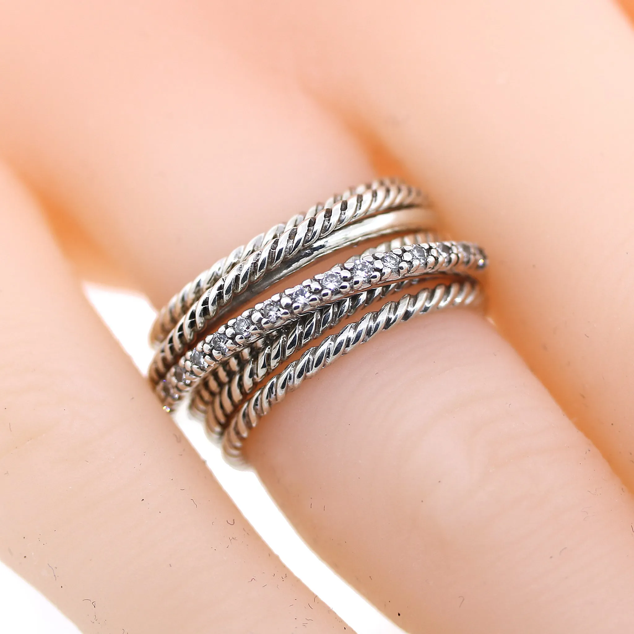 David Yurman Diamond Wide Crossover Ring