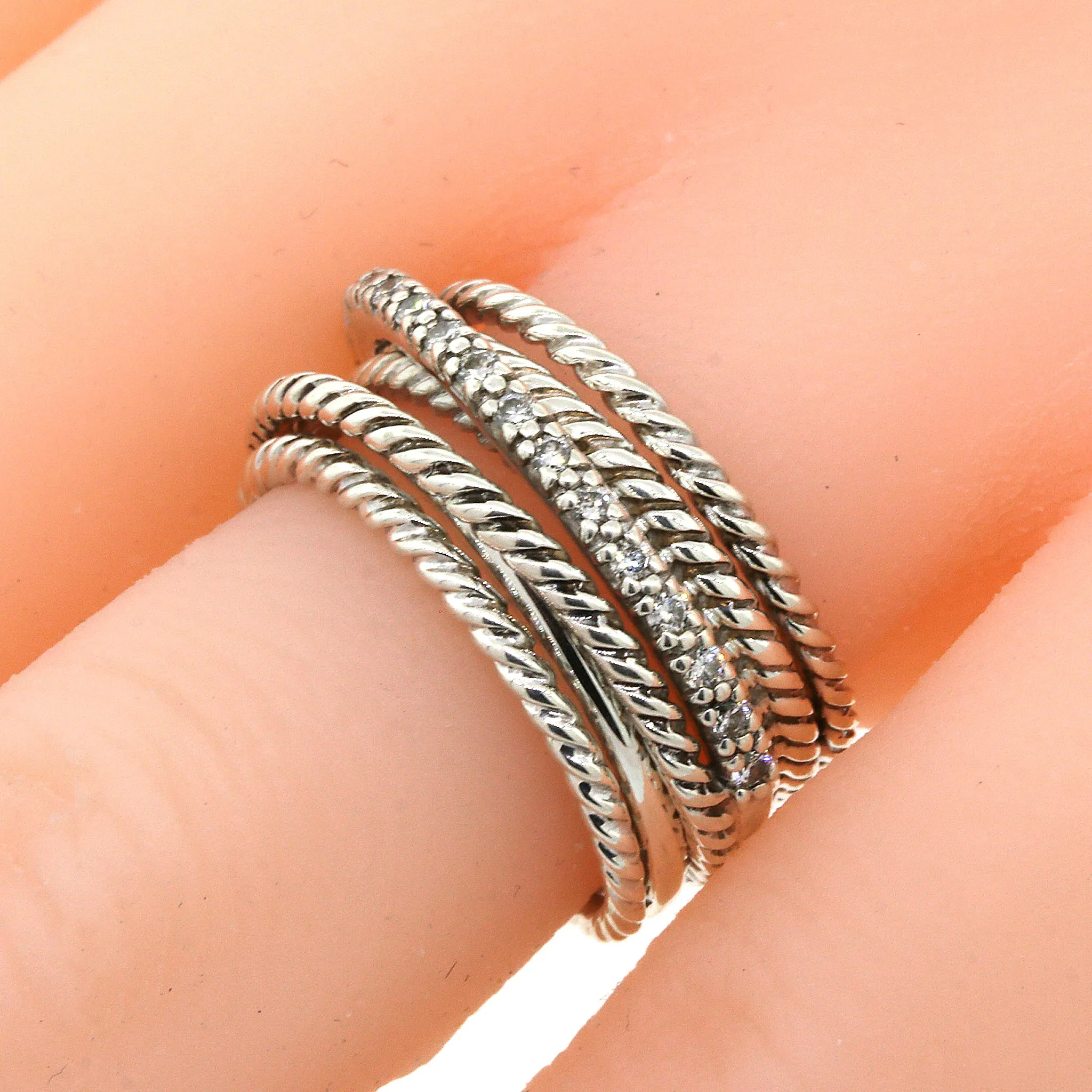 David Yurman Diamond Wide Crossover Ring