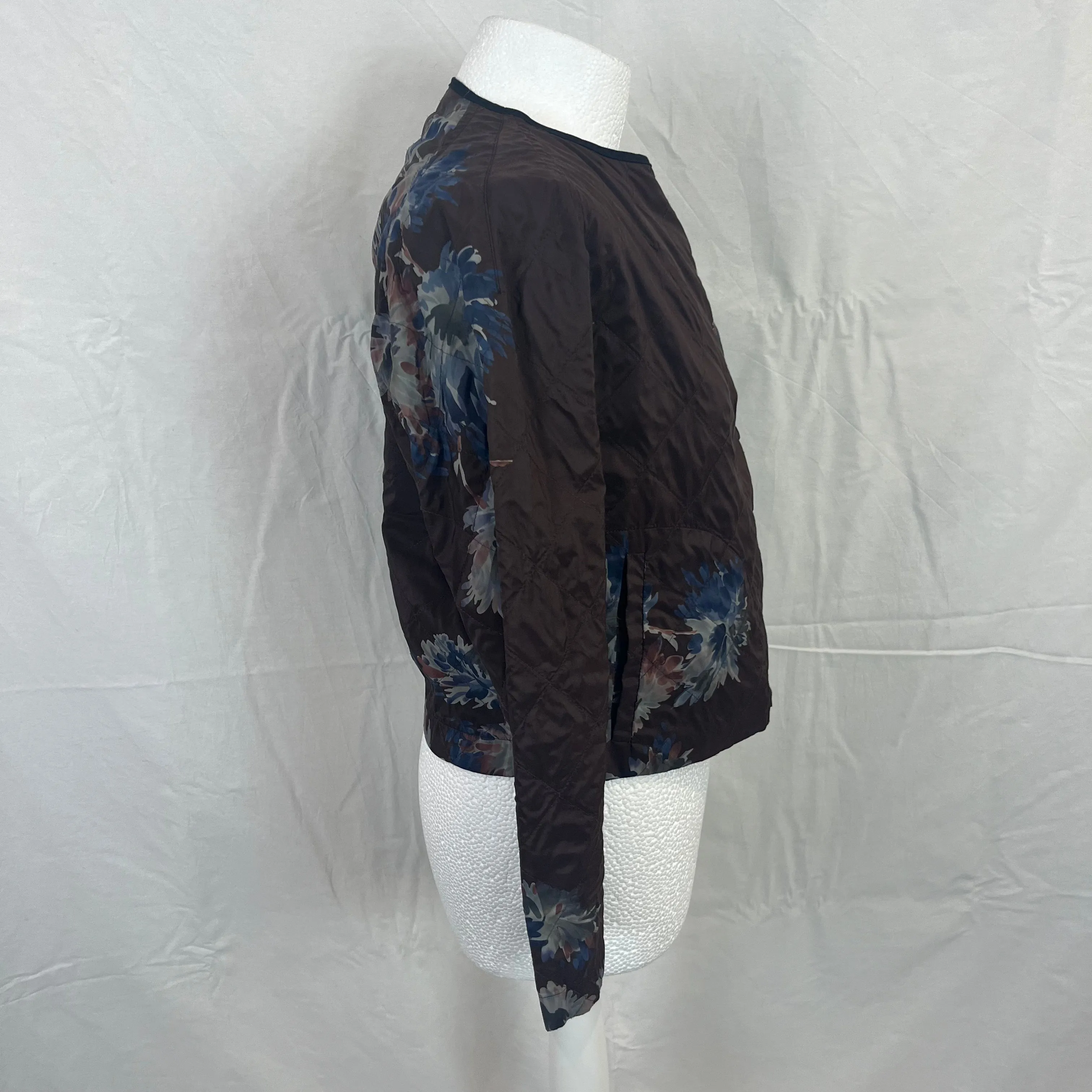 Dries Van Noten Brown Painted Print Quilted Cotton Mix Jacket M