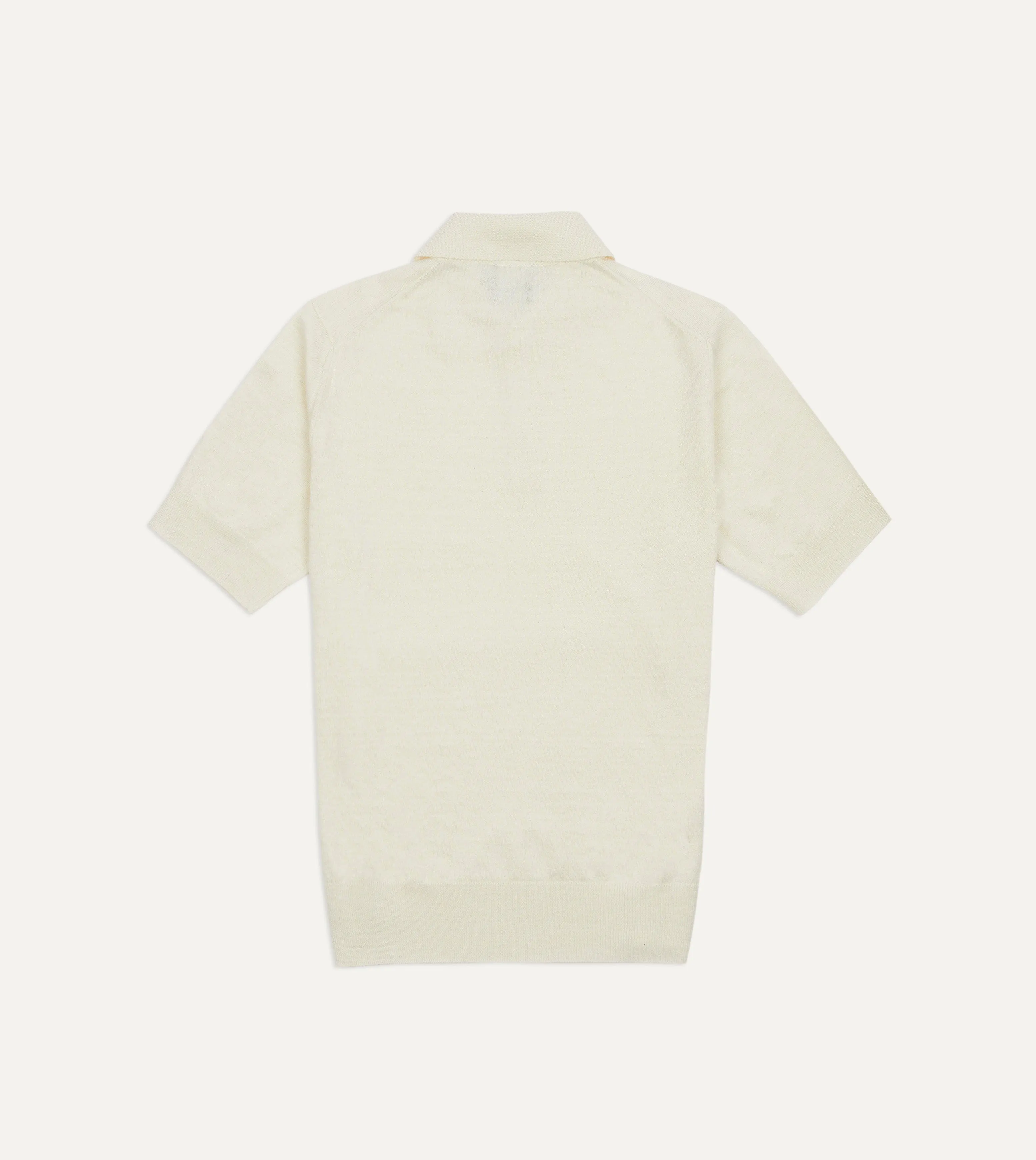 Ecru Knitted Linen-Cotton Short-Sleeve Polo Shirt