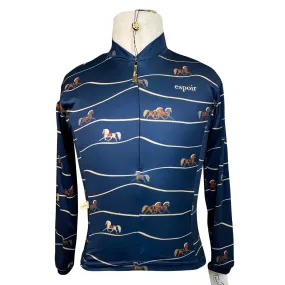 Espoir 'Chevel' Long Sleeve Shirt in Navy/Gold Horses - Children's 4