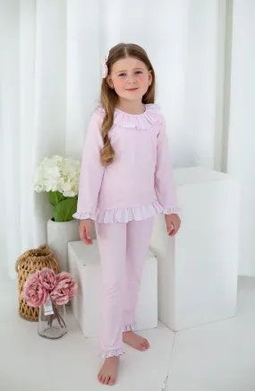 Girls Pink Stripe Long Sleeve Loungewear