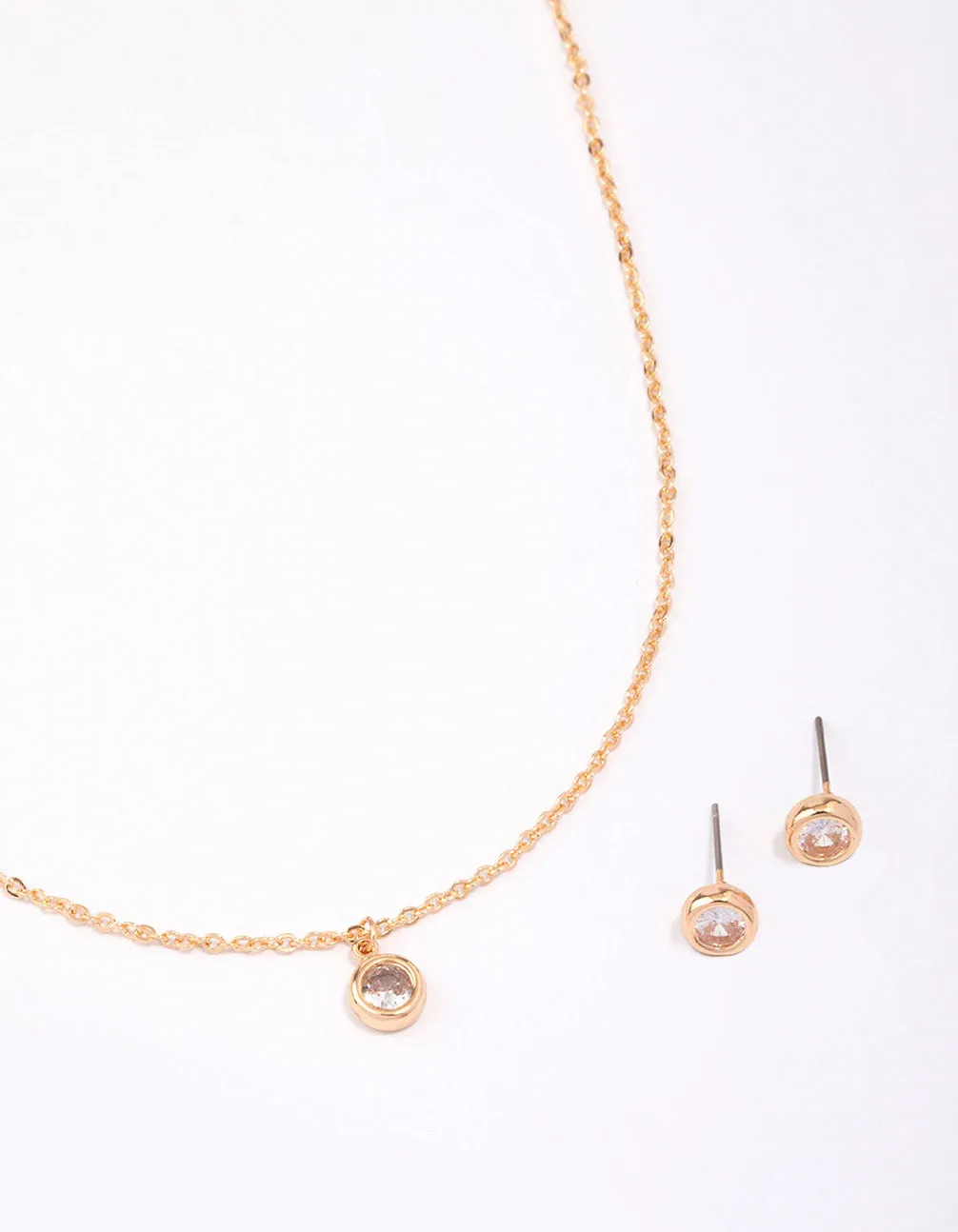 Gold Bezel Diamante Jewellery Set