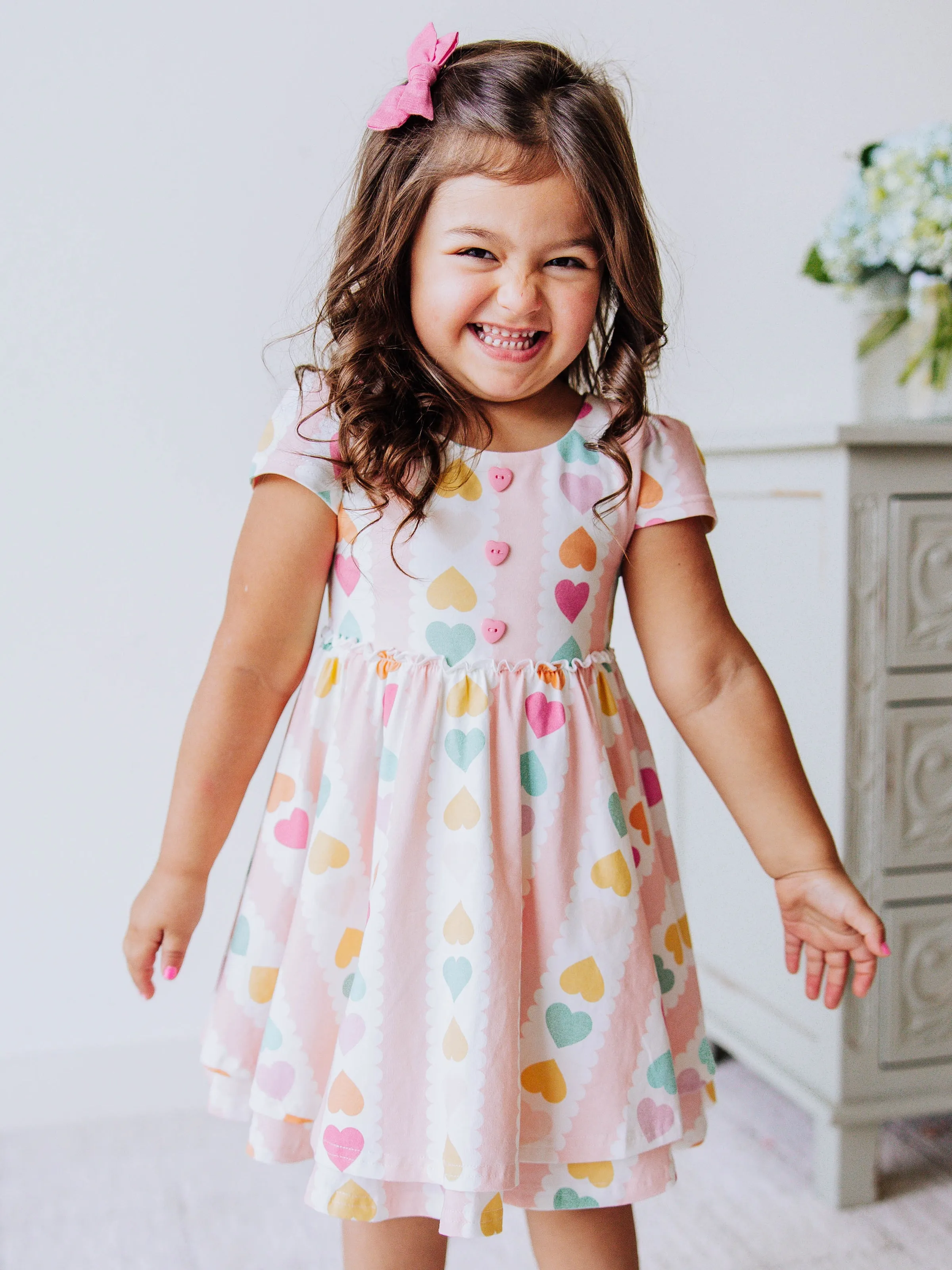 Hazel Dress - Rainbow Hearts