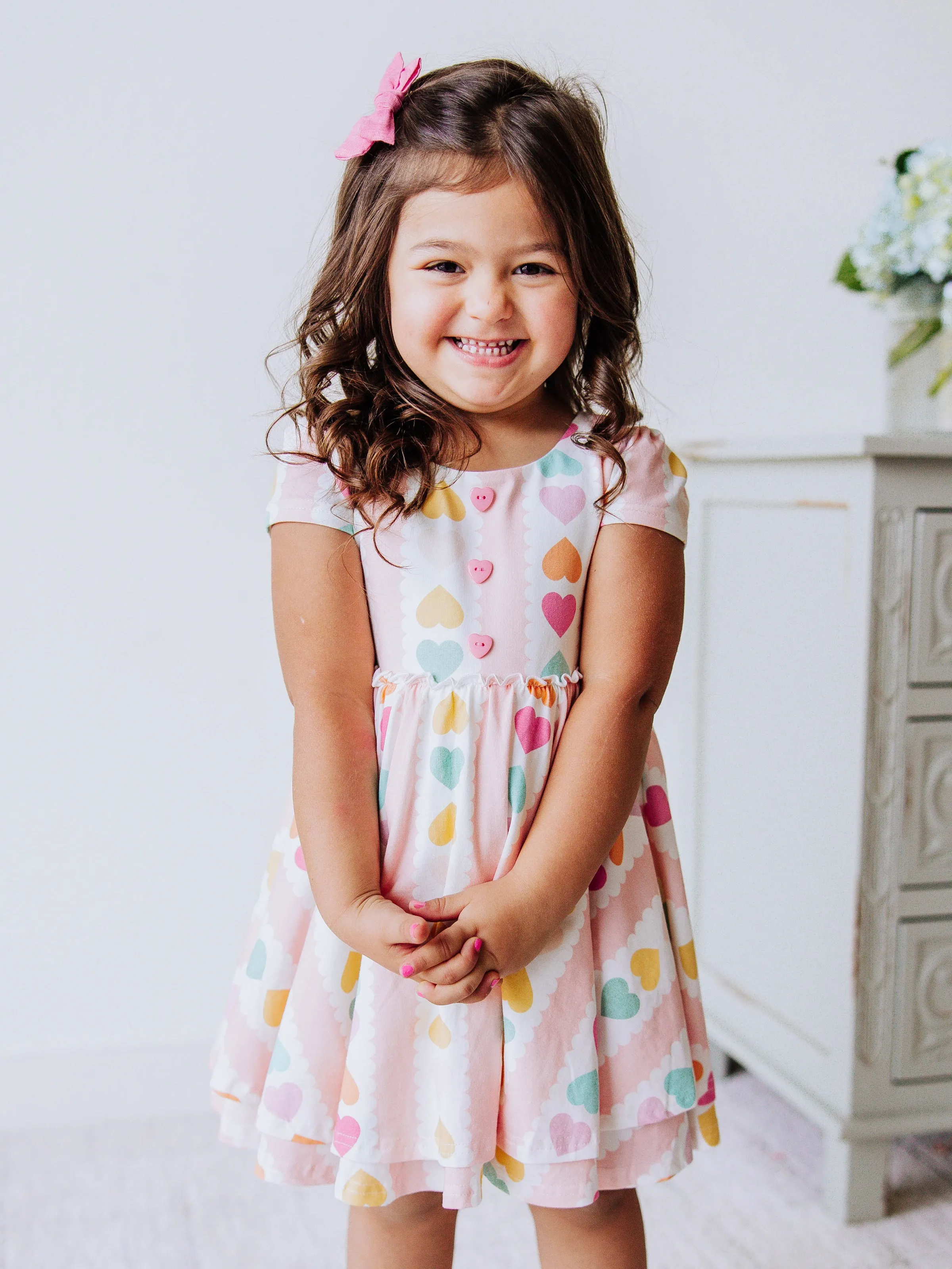 Hazel Dress - Rainbow Hearts