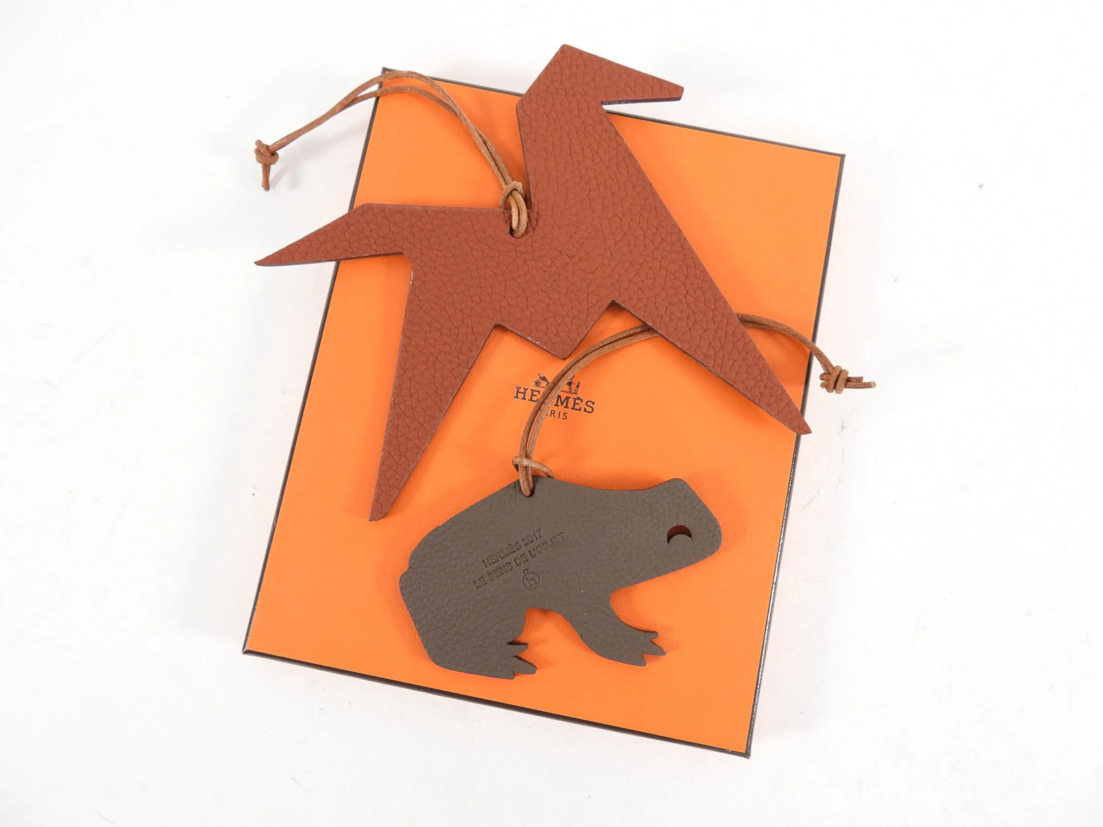 Hermes 2017 Frog and Origami Petit H Bag Charms / Holiday Ornaments