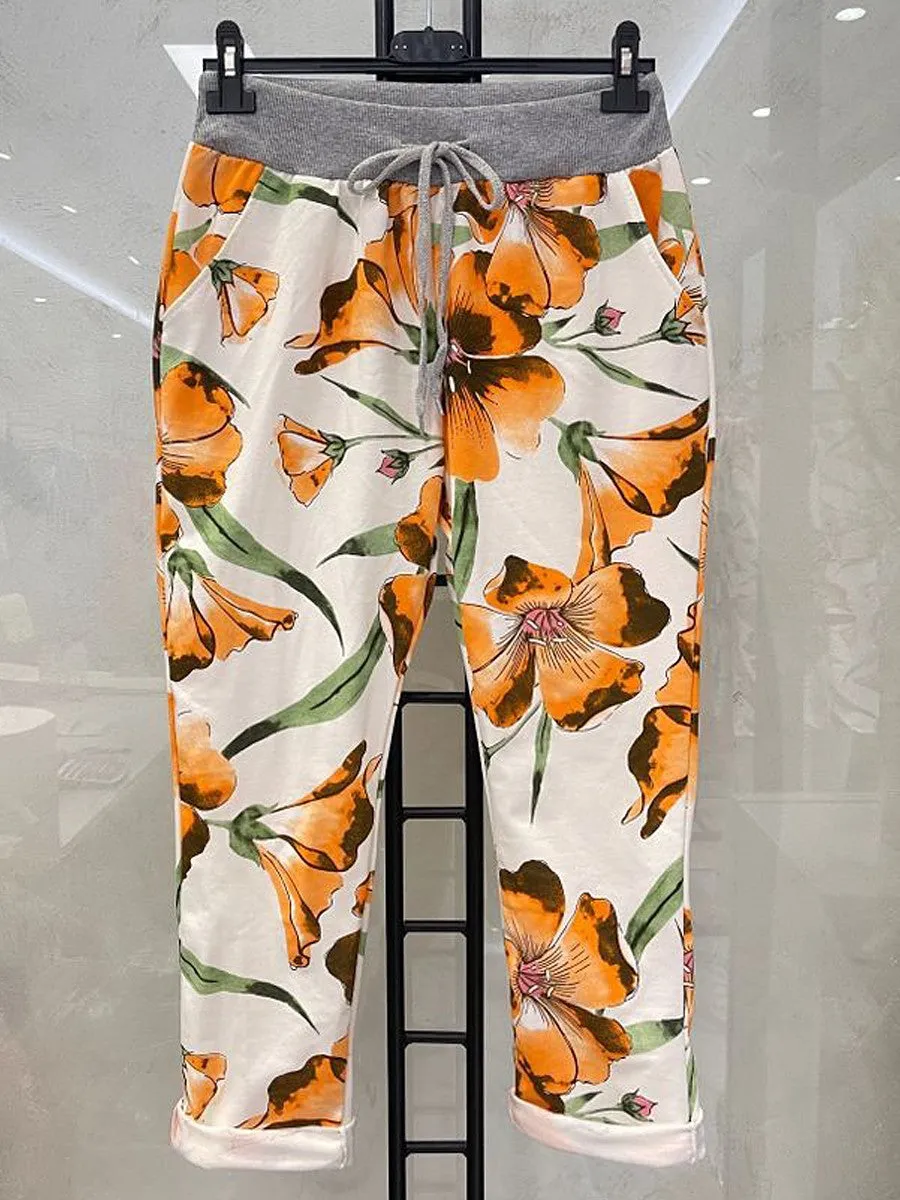 Italian Stretch Cotton Tulip Print Jogger (5 colours)