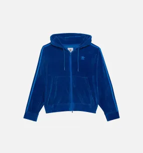 Jeremy Scott Velour Full Zip Hoodie Mens Jacket - Blue