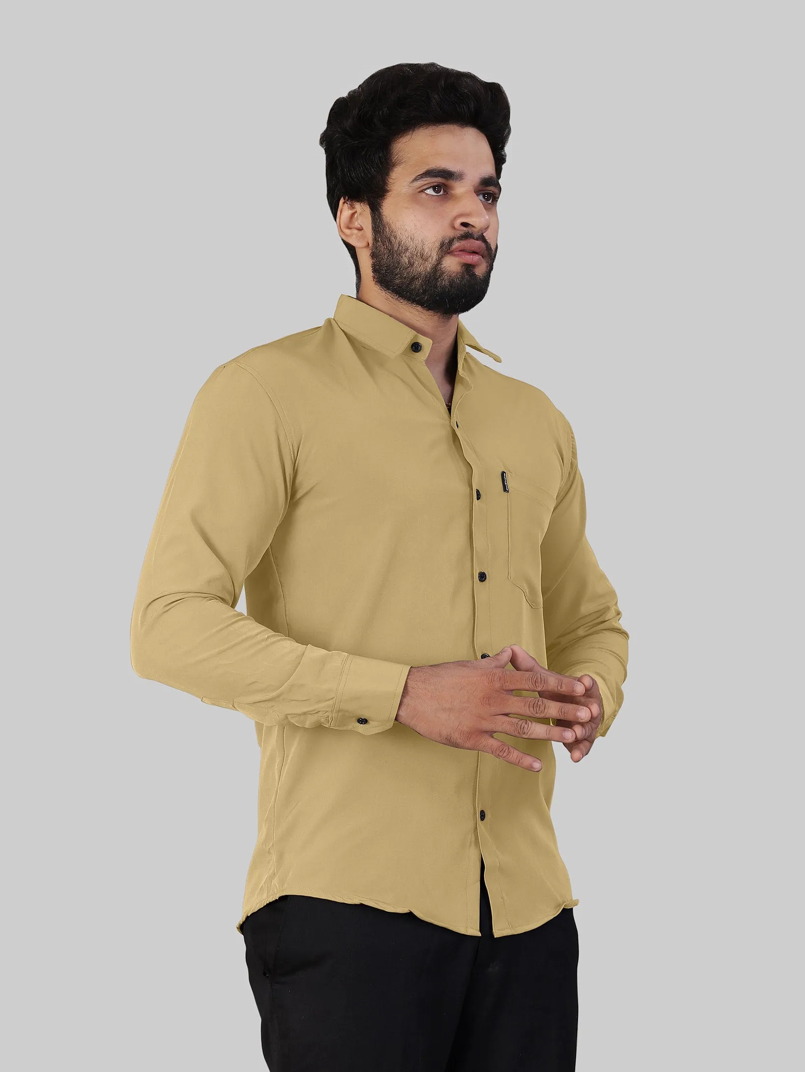 Khaki Expandable Full Sleeve Shirt