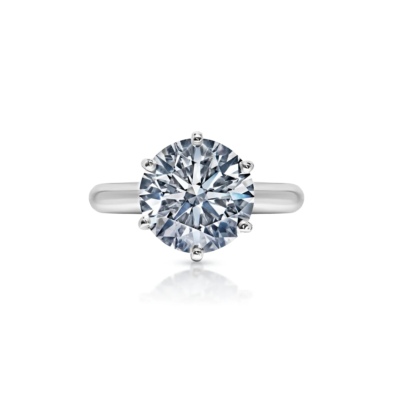 Lefa 4 Carat G VS2 Round Brilliant Lab Grown Diamond Solitaire Engagement Ring in 18k White Gold