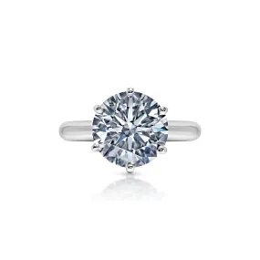 Lefa 4 Carat G VS2 Round Brilliant Lab Grown Diamond Solitaire Engagement Ring in 18k White Gold