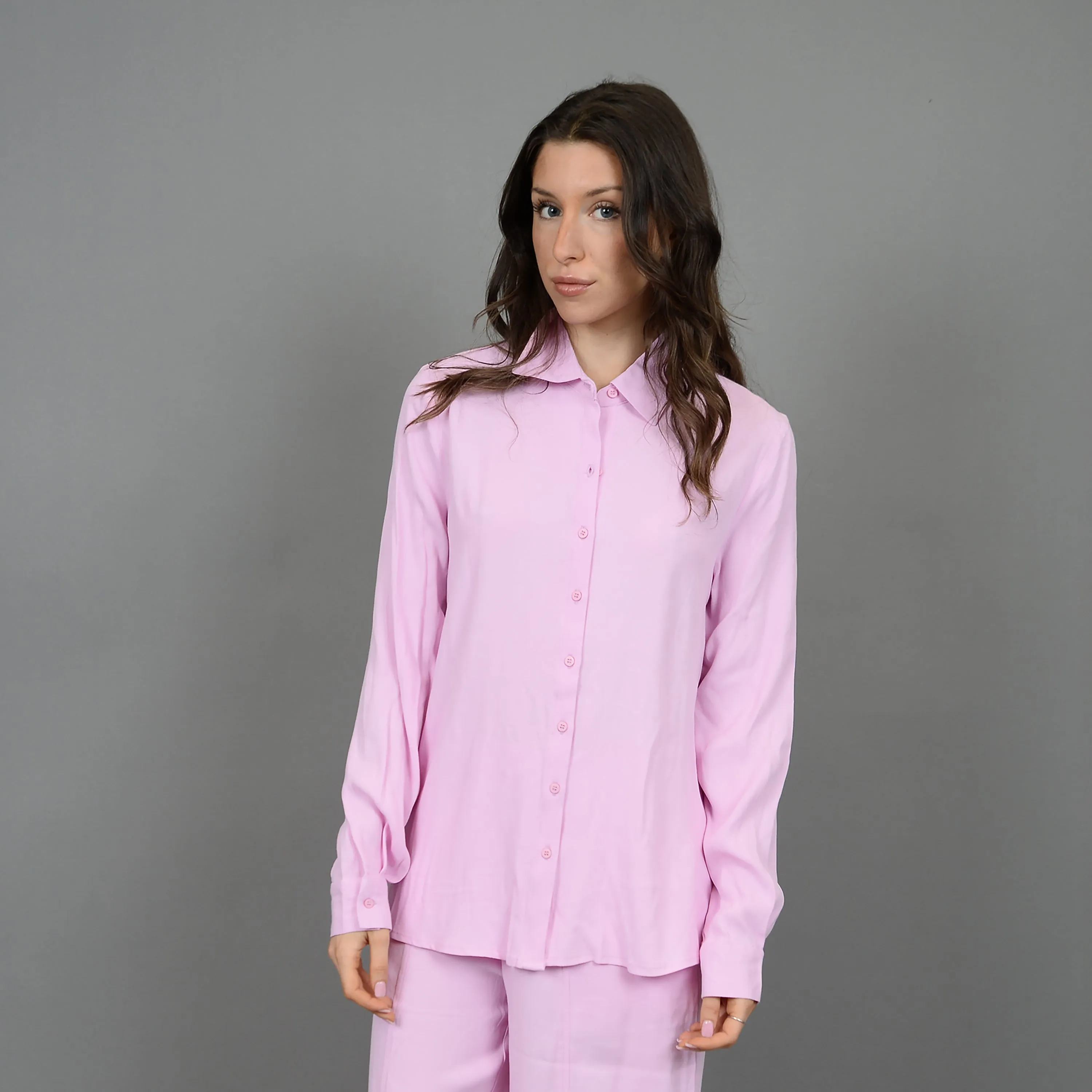 Lola's Room Crepe Long Sleeve Button Down