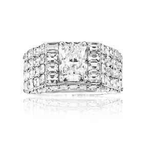 Luca 19 Carat H VS2 Radiant Cut Lab-Grown Diamond Chandelier Engagement Ring in 14k White Gold