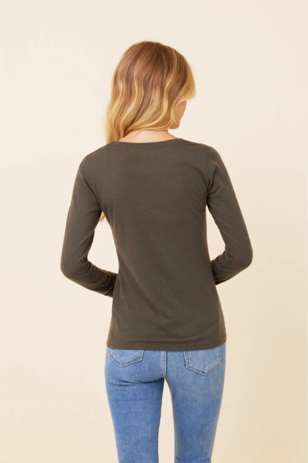 Majestic Cotton/Cashmere Long Sleeve Crewneck in Pine Green