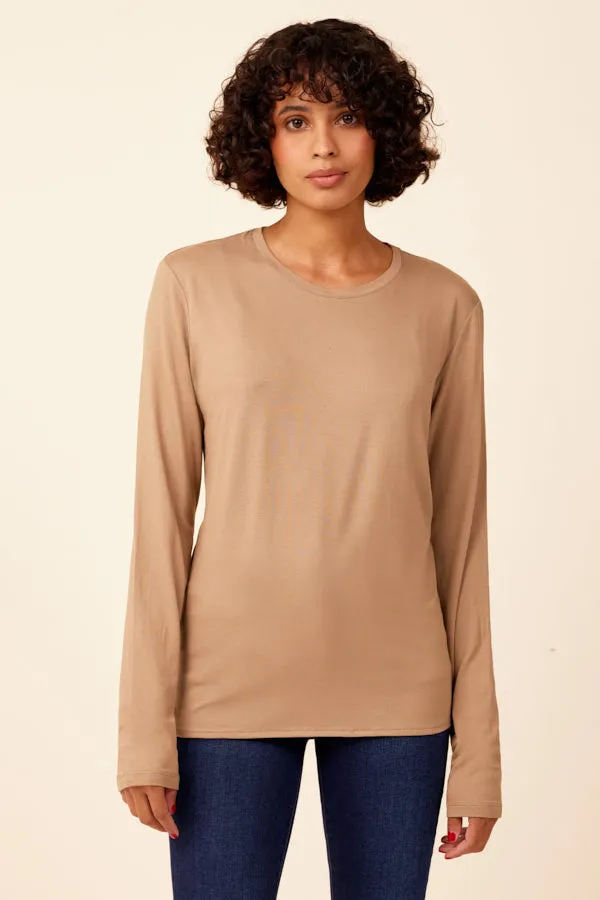 Majestic Soft Touch Semi Relaxed Crewneck in Cigare