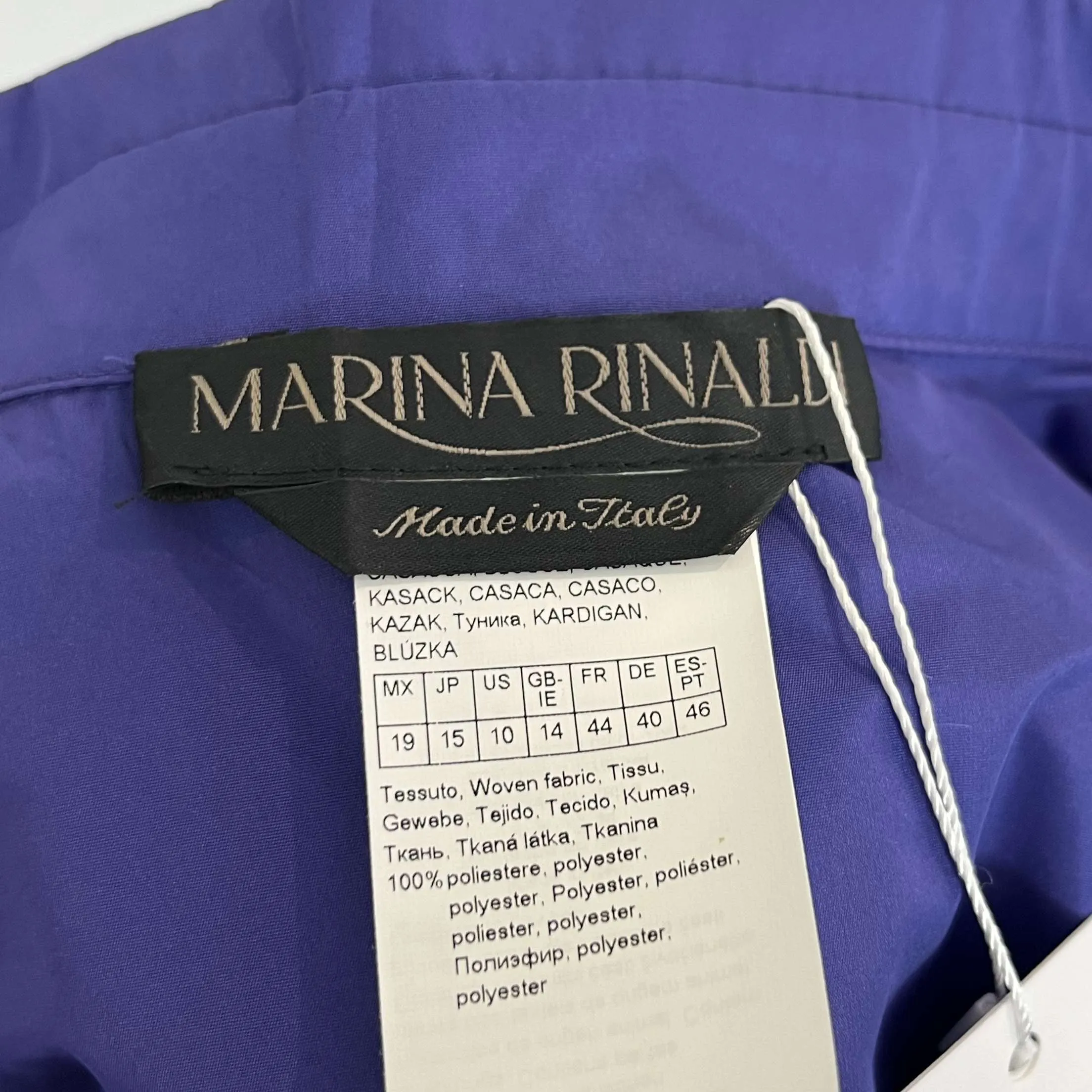 Marina Rinaldi New Violet Taffeta Longline Tunic Shirt L