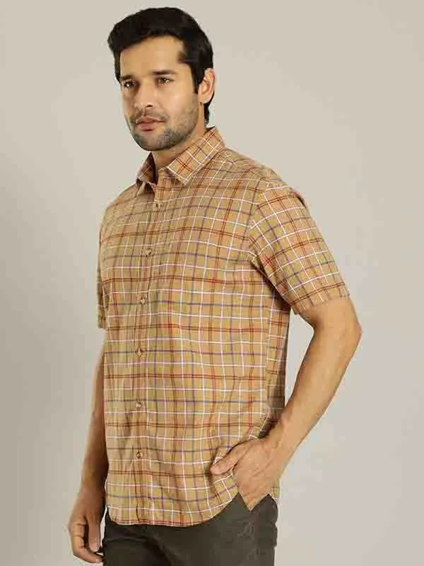 Men Checked Half Sleeve Cotton Shirt